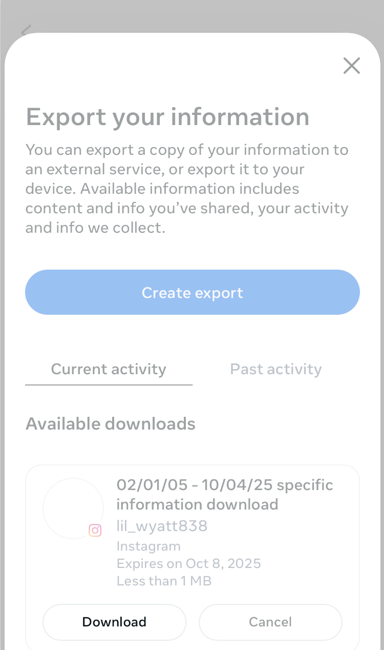 Current activity. Available downloads: one file set.